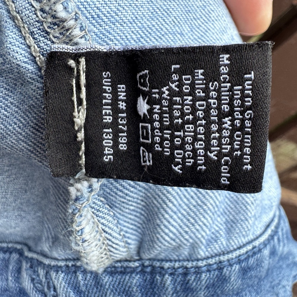 Denim Jean Jacket Women's Blue Button Up Front Pockets Cotton Large‎ L Classic - Picture 6 of 6